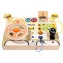 QiAiKe Montessori Busy Board με Φώτα LED & Τιμόνι – Ξύλινο Αισθητηριακό Παιχνίδι