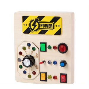 QiAiKe Montessori Αισθητηριακό Busy Board με Διακόπτες & Φώτα LED – Ξύλινο Εκπαιδευτικό Παιχνίδι