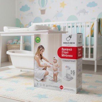 Giggles & Co. Βρεφικό Σταντ Μπάνιου Πτυσσόμενο με Ρυθμιζόμενο Ύψος & Αντιολισθητική Βάση – Με Κάθισμα (Gray)