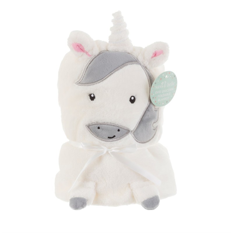Sass & Belle Κουβέρτα Αγκαλιάς & Λίκνου Unicorn Fleece Λευκή 70x105cm