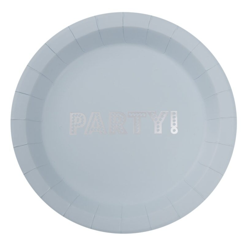 Ginger Ray Μπλε και Ασημένια Πιάτα Party