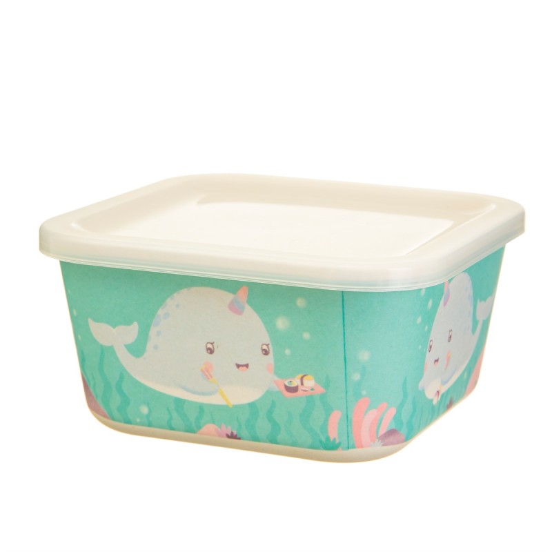 Sass & Belle Παιδικό Δοχείο Φαγητού από Bamboo Narwhal Μ13 x Π13 x Υ6.5cm