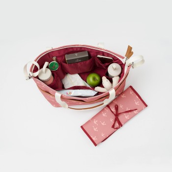 Fresk Τσάντα-Αλλαξιέρα Ώμου/Χειρός Birds Ροζ 49x18x39εκ.