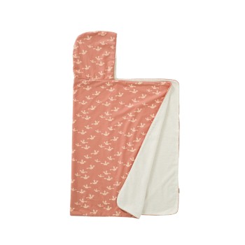 Fresk Βρεφική Κάπα-Μπουρνούζι με Κουκούλα Birds Ροζ