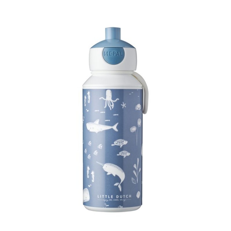 Little Dutch Πλαστικό Παγούρι με Καλαμάκι Ocean Blue 400ml Little Dutch Πλαστικό Παγούρι με Καλαμάκι Ocean Blue 400ml