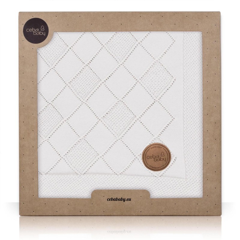 Ceba Baby Κουβέρτα Αγκαλιάς & Λίκνου Diamonds Πλεκτή 90x90cm Cream Ceba Baby Κουβέρτα Αγκαλιάς & Λίκνου Diamonds Πλεκτή 90x90cm Cream