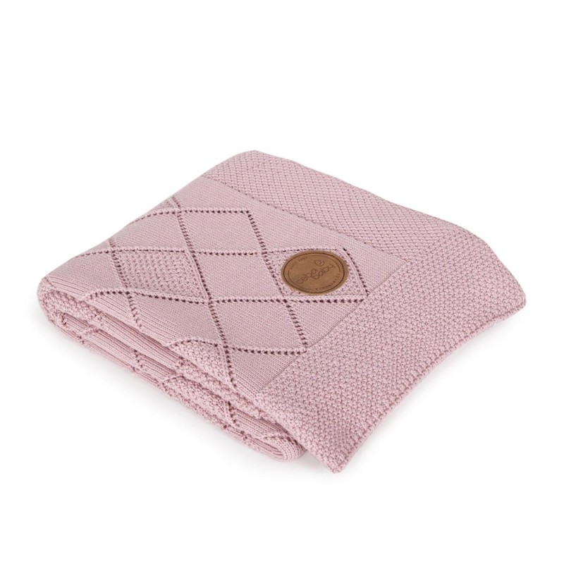 Ceba Baby Κουβέρτα Αγκαλιάς & Λίκνου Diamonds Πλεκτή 90x90cm Pink