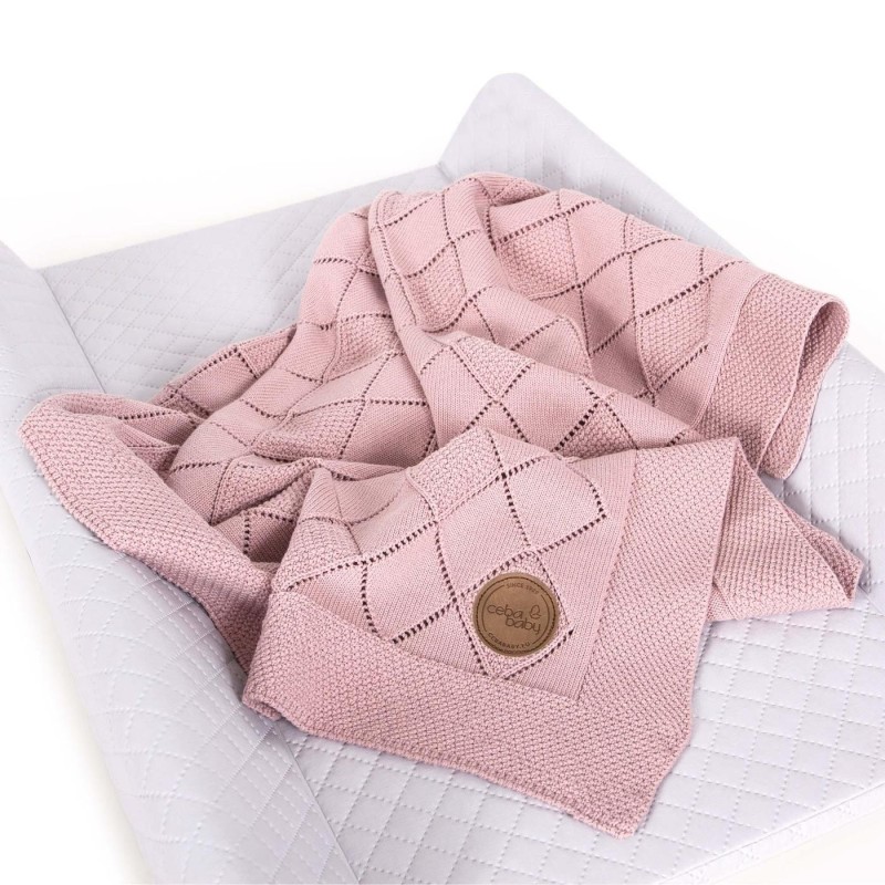 Ceba Baby Κουβέρτα Αγκαλιάς & Λίκνου Diamonds Πλεκτή 90x90cm Pink Ceba Baby Κουβέρτα Αγκαλιάς & Λίκνου Diamonds Πλεκτή 90x90cm Pink