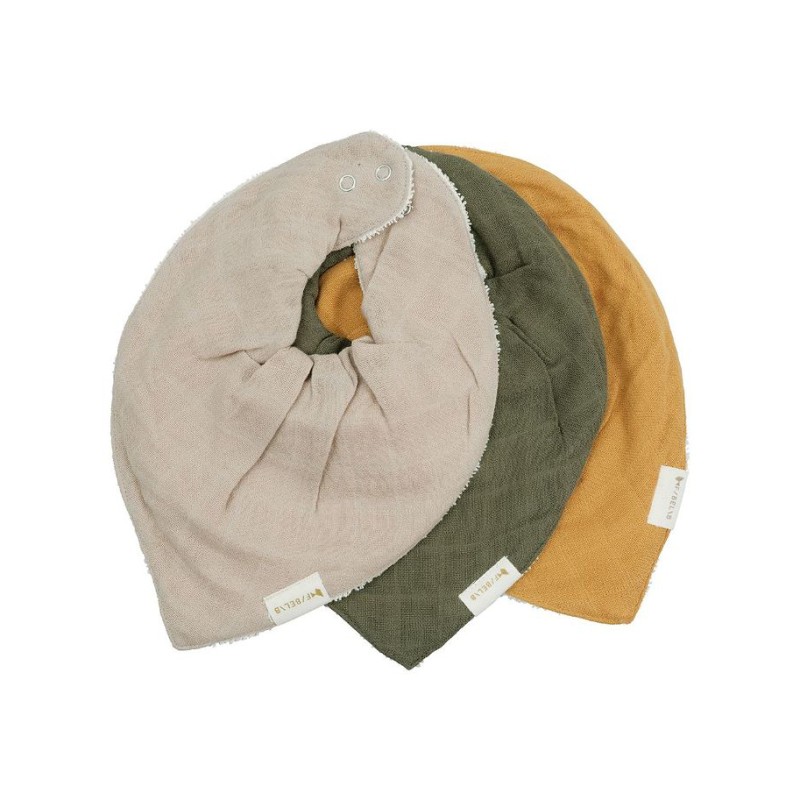Fabelab Σαλιάρες Bandana Olive Garden 3τμχ.