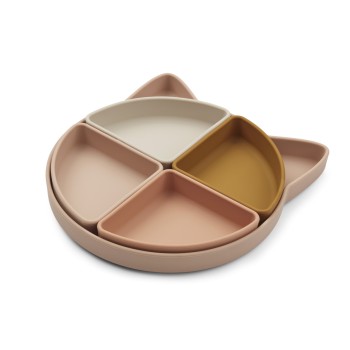 Liewood Πιάτο Σιλικόνης Arne με Διαχωριστικά Cat Rose Multi Mix