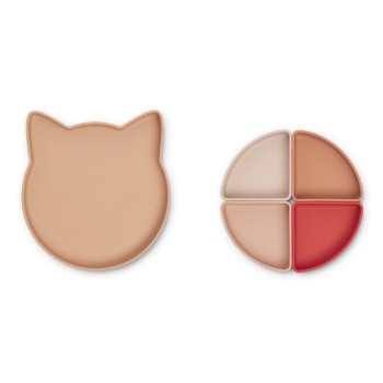 Liewood Πιάτο Σιλικόνης Arne με Διαχωριστικά Cat Tuscany Rose Multi Mix