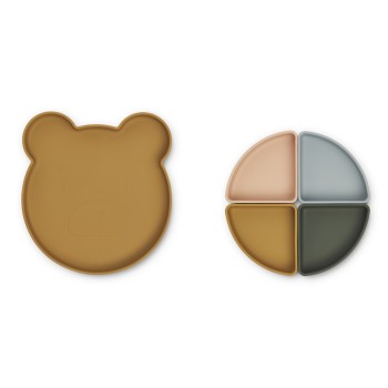 Liewood Arne Σετ πιάτων Mr Bear Golden Caramel Multi Mix Liewood Arne Σετ πιάτων Mr Bear Golden Caramel Multi Mix