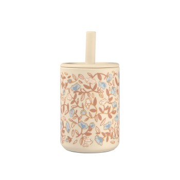 That's mine Ποτήρι Σιλικόνης με Καλαμάκι Flowers Blue 180ml