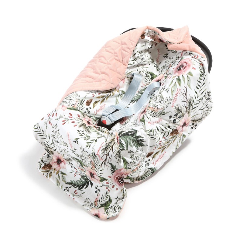 La Millou Organic Jersey Car Seat Blanket Wild Blossom Powder Pink La Millou Organic Jersey Car Seat Blanket Wild Blossom Powder Pink