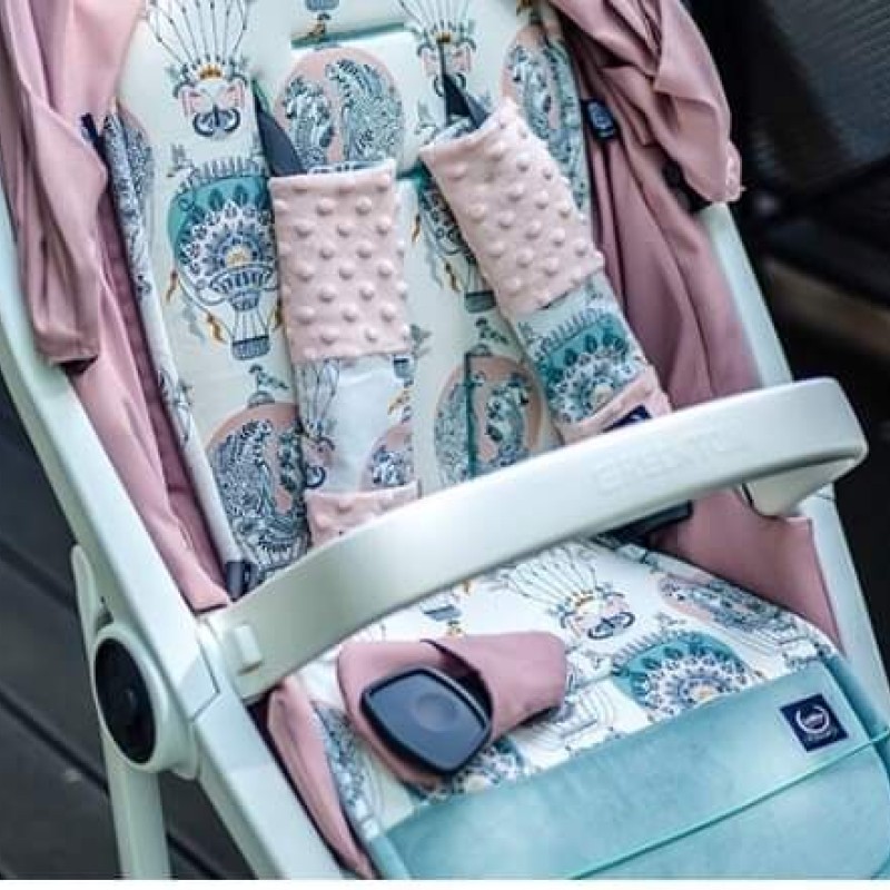La Millou Organic Jersey Stroller Pad On the Road Smoke Mint La Millou Organic Jersey Stroller Pad On the Road Smoke Mint
