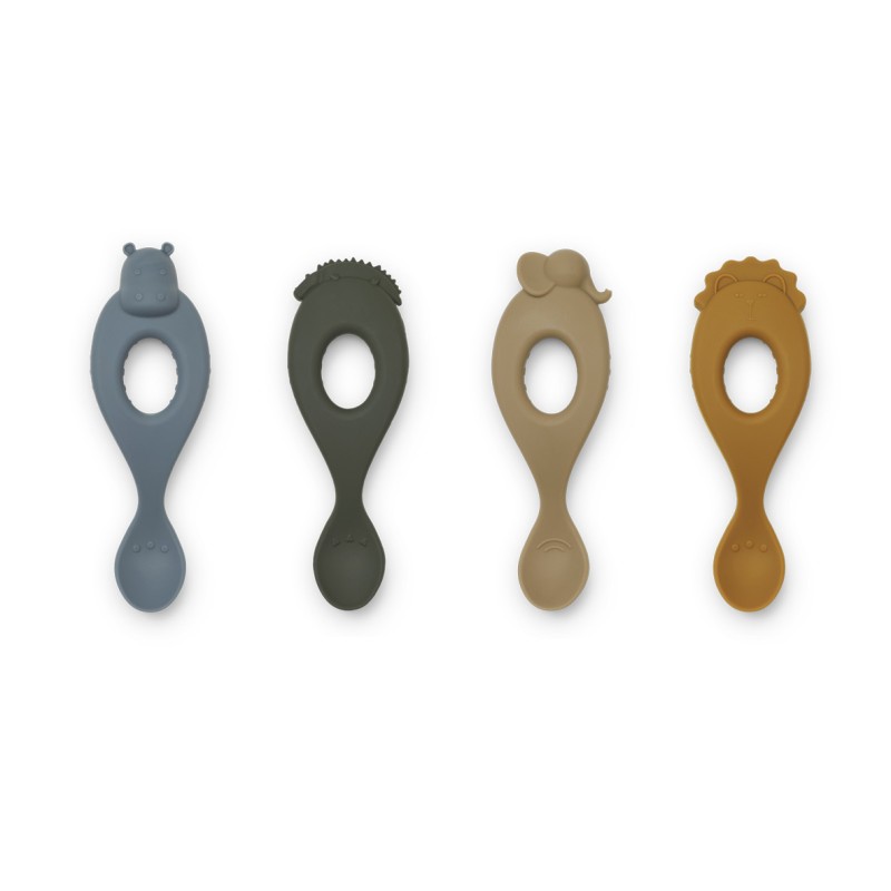 Liewood Σετ 4 Κουταλάκια Σιλικόνης Liva Safari Blue Multi Mix Liewood Σετ 4 Κουταλάκια Σιλικόνης Liva Safari Blue Multi Mix