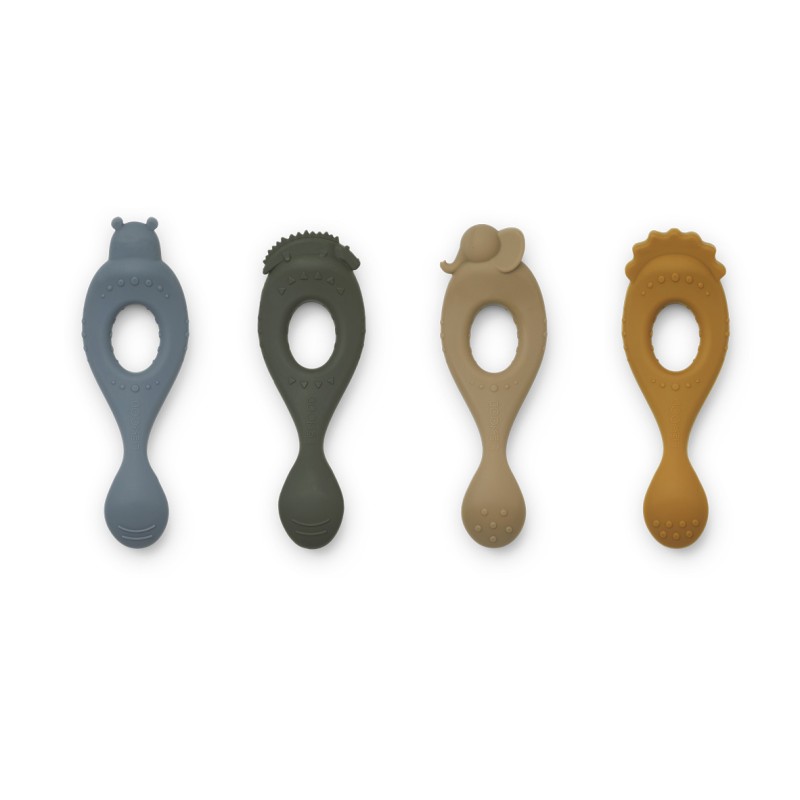Liewood Σετ 4 Κουταλάκια Σιλικόνης Liva Safari Blue Multi Mix Liewood Σετ 4 Κουταλάκια Σιλικόνης Liva Safari Blue Multi Mix