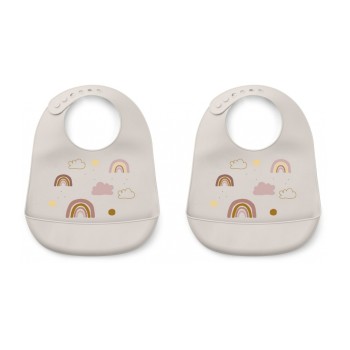 Liewood Σαλιάρα σιλικόνης Tilda 2τμχ Rainbow Love Sandy