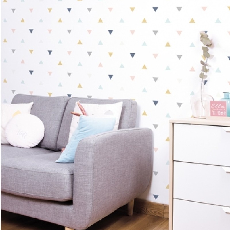 Lilipinso Ταπετσαρία Ροζ, Μουσταρδί, Γκρι, Enchanted Triangle Pattern (50cm X 10m) Lilipinso Ταπετσαρία Ροζ, Μουσταρδί, Γκρι, Enchanted Triangle Pattern (50cm X 10m)