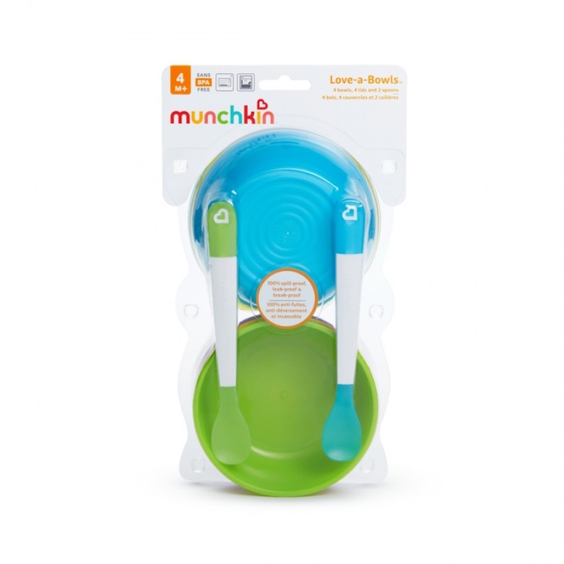 Munchkin Σετ Φαγητού Love A Bowls από Πλαστικό με Αντιολισθητική Βάση Πολύχρωμο 10τμχ Munchkin Σετ Φαγητού Love A Bowls από Πλαστικό με Αντιολισθητική Βάση Πολύχρωμο 10τμχ