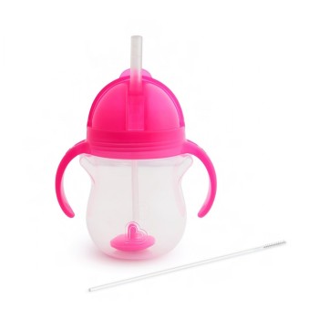 Munchkin Παιδικό Ποτηράκι με Λαβές και Καλαμάκι ”Click Lock” από Πλαστικό Ροζ 207ml Munchkin Παιδικό Ποτηράκι με Λαβές και Καλαμάκι ”Click Lock” από Πλαστικό Ροζ 207ml