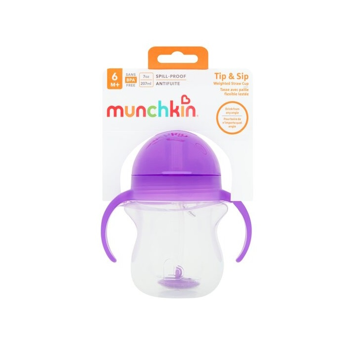 Munchkin Παιδικό Ποτηράκι με Λαβές και Καλαμάκι ”Click Lock” από Πλαστικό Μωβ 207ml Munchkin Παιδικό Ποτηράκι με Λαβές και Καλαμάκι ”Click Lock” από Πλαστικό Μωβ 207ml