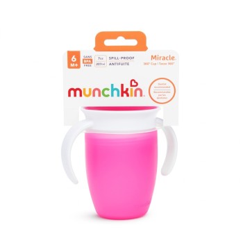 Munchkin Παιδικό Ποτηράκι ”Miracle 360°” από Πλαστικό Ροζ 207ml