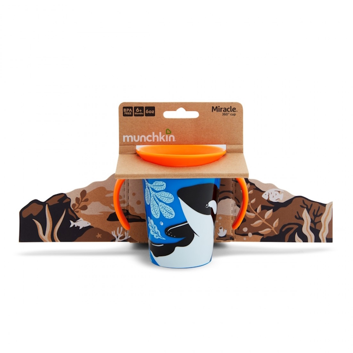Munchkin Παιδικό Ποτηράκι ”Miracle 360° Wildlove Sippy” από Πλαστικό Orca Πορτοκαλί 177ml Munchkin Παιδικό Ποτηράκι ”Miracle 360° Wildlove Sippy” από Πλαστικό Orca Πορτοκαλί 177ml