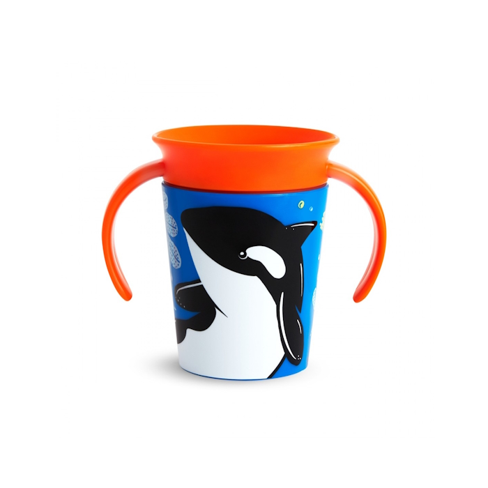 Munchkin Παιδικό Ποτηράκι ”Miracle 360° Wildlove Sippy” από Πλαστικό Orca Πορτοκαλί 177ml