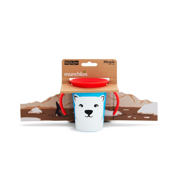 Munchkin Παιδικό Ποτηράκι ”Miracle 360° Wildlove Sippy” από Πλαστικό Polar Bear Κόκκινο 177ml Munchkin Παιδικό Ποτηράκι ”Miracle 360° Wildlove Sippy” από Πλαστικό Polar Bear Κόκκινο 177ml