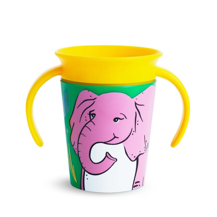 Munchkin Παιδικό Ποτηράκι ”Miracle 360° Wildlove Sippy” από Πλαστικό Elephant Κίτρινο 177ml
