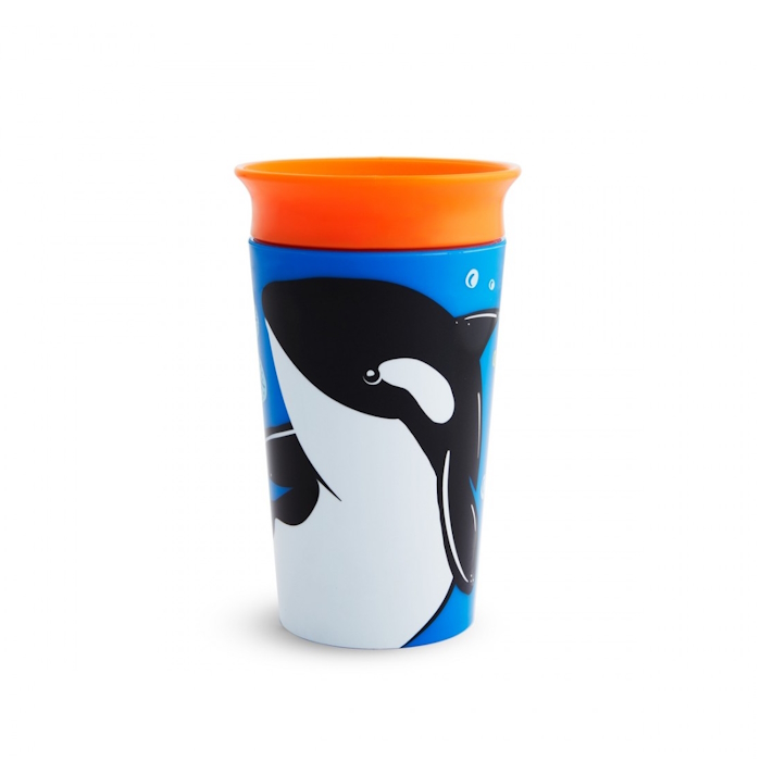 Munchkin Παιδικό Ποτηράκι ”Miracle 360° Wildlove Sippy” από Πλαστικό Orca Πορτοκαλί 266ml