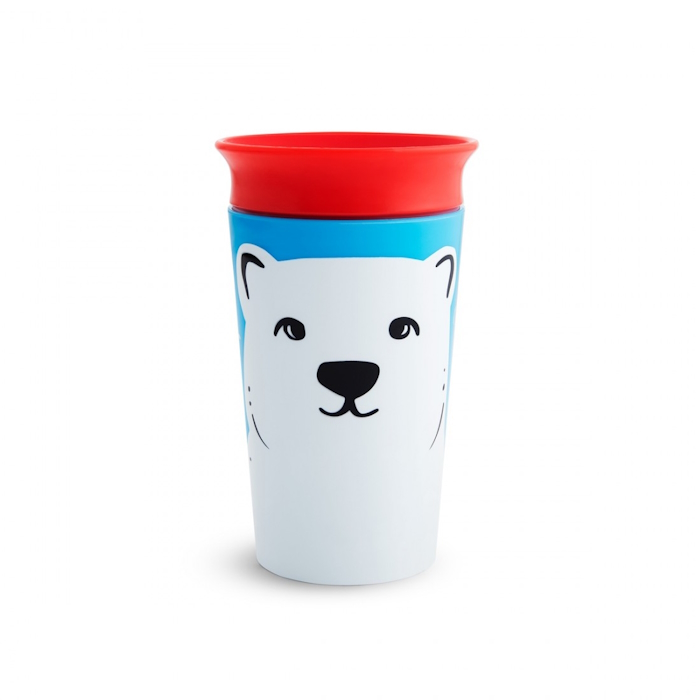 Munchkin Παιδικό Ποτηράκι ”Miracle 360° Wildlove Sippy” από Πλαστικό Polar Bear Κόκκινο 266ml