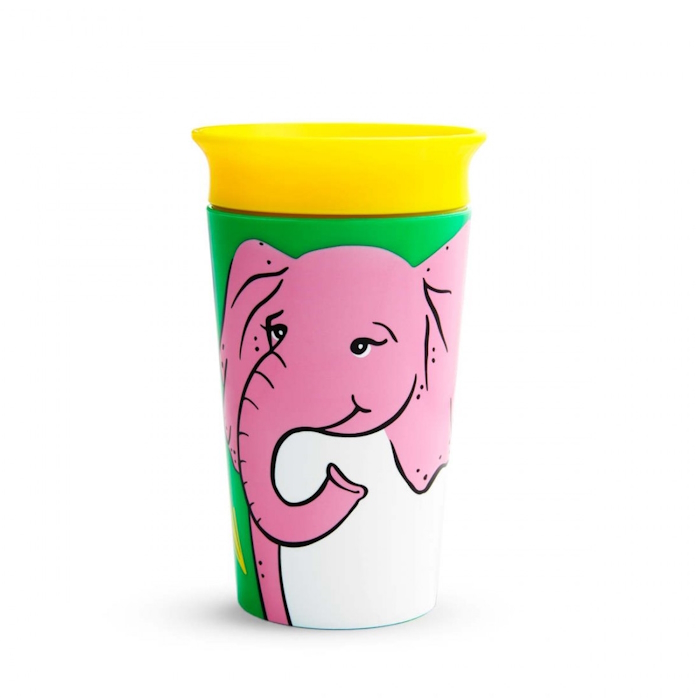 Munchkin Παιδικό Ποτηράκι ”Miracle 360° Wildlove Sippy” από Πλαστικό Elephant Κίτρινο 266ml