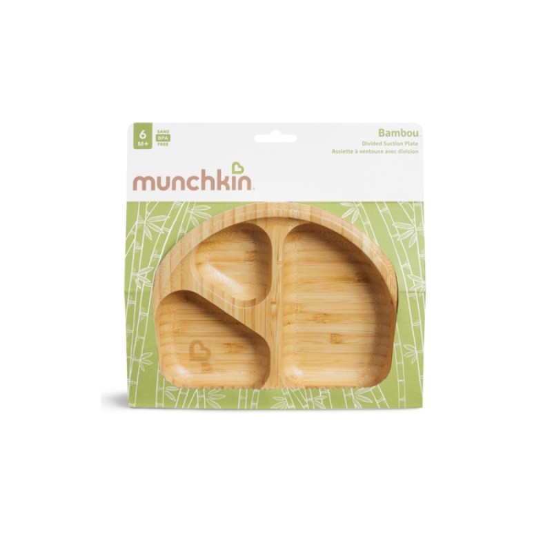 Munchkin Παιδικό Πιάτο Φαγητού Divided Plate από Bamboo Καφέ Munchkin Παιδικό Πιάτο Φαγητού Divided Plate από Bamboo Καφέ