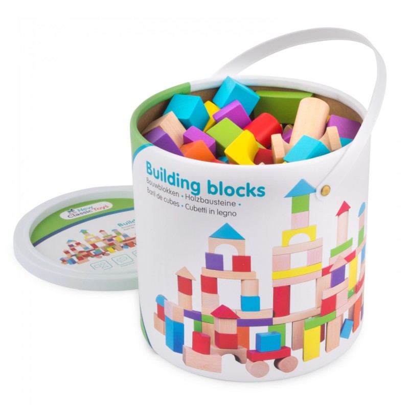 New Classic Toys Ξύλινα Τουβλάκια Μπλοκ Κατασκευών Colored για 1.5+ Ετών 100τμχ New Classic Toys Ξύλινα Τουβλάκια Μπλοκ Κατασκευών Colored για 1.5+ Ετών 100τμχ