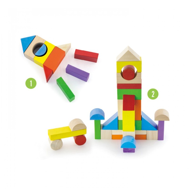 New Classic Toys Ξύλινα Τουβλάκια Μπλοκ Κατασκευών Colored για 1.5+ Ετών 100τμχ New Classic Toys Ξύλινα Τουβλάκια Μπλοκ Κατασκευών Colored για 1.5+ Ετών 100τμχ