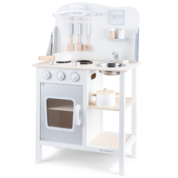 New Classic Toys Ξύλινη Παιδική Κουζίνα Bon Appetit White/Silver New Classic Toys Ξύλινη Παιδική Κουζίνα Bon Appetit White/Silver