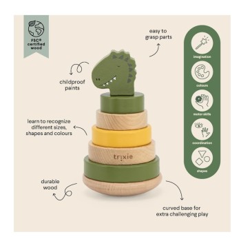 Trixie Stacking Toy Mr. Dino από Ξύλο για 12+ Μηνών Trixie Stacking Toy Mr. Dino από Ξύλο για 12+ Μηνών