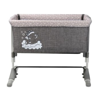 Lorelli Λίκνο Sleep N Care Grey Elephant με Στρώμα και Πλαϊνό Άνοιγμα