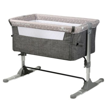 Lorelli Λίκνο Sleep N Care Grey Elephant με Στρώμα και Πλαϊνό Άνοιγμα
