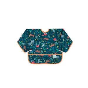 Bumkins Αδιάβροχη Ποδιά Πλαστική με Κορδόνι Sleeved Bib με Τσέπη & Μανίκια Jungle για 6 m+