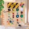 QiAiKe LED Busy Board με Φωτιζόμενους Διακόπτες & Πλήκτρα – Ξύλινο Sensory Παιχνίδι Montessori