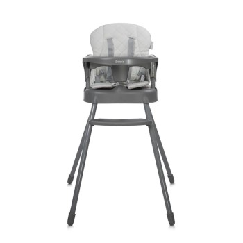 Lorelli Siesta Αναδιπλούμενο Καρεκλάκι Φαγητού με Μεταλλικό Σκελετό & Κάθισμα από Δερματίνη Grey Leather