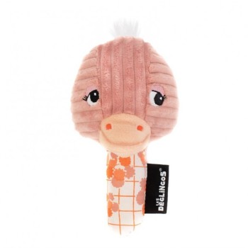 Les Deglingos Λούτρινο Βελούδινο Καθρεφτάκι Ροζ Στρουθοκάμηλος καθρεφτάκι μωρού