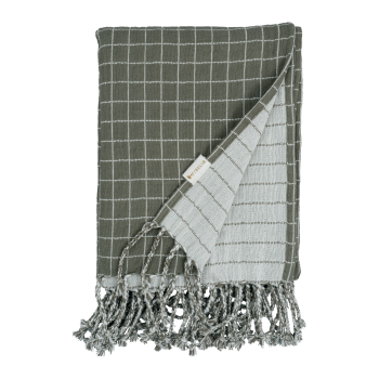 Fabelab Βρεφική Κουβέρτα Grid Olive κουβέρτα από οργανικό βαμβάκι