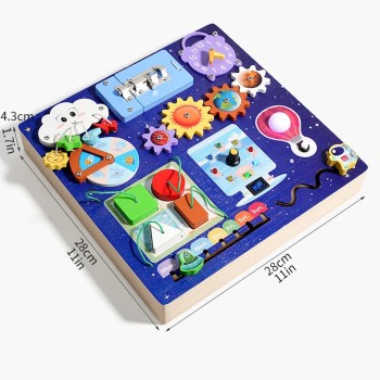 QiAiKe Montessori Busy Board Ξύλινος Πίνακας Δραστηριοτήτων για Παιδιά