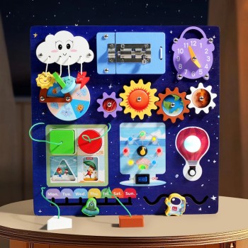 QiAiKe Montessori Busy Board Ξύλινος Πίνακας Δραστηριοτήτων για Παιδιά
