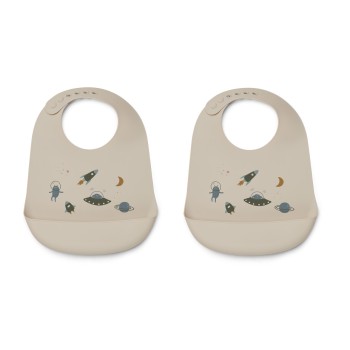 Liewood Σαλιάρα Σιλικόνης Tilda 2τμχ Space Multi Mix παιδικές σαλιάρες σιλικόνης