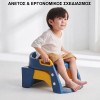 Giggles & Co. Αναδιπλούμενο Παιδικό Κάθισμα Τουαλέτας με Σκάλα, Μαλακό PU Μαξιλαράκι & Αντιολισθητικά Σκαλοπάτια Μπλε
